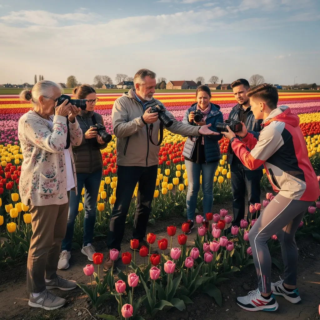 Personeel dat bezoekers helpt met het kiezen van bloembollen voor hun tuin.